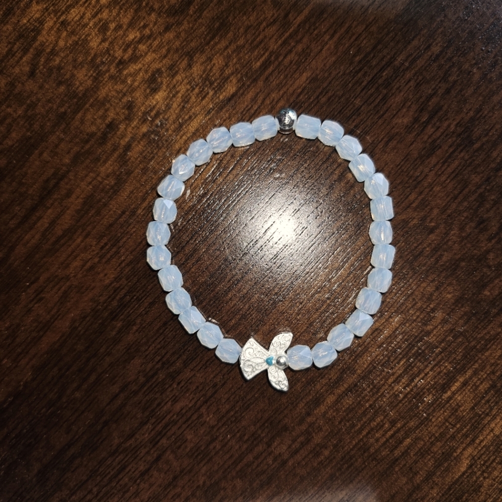Beaded Bracelet with Silver Butterfly Charm